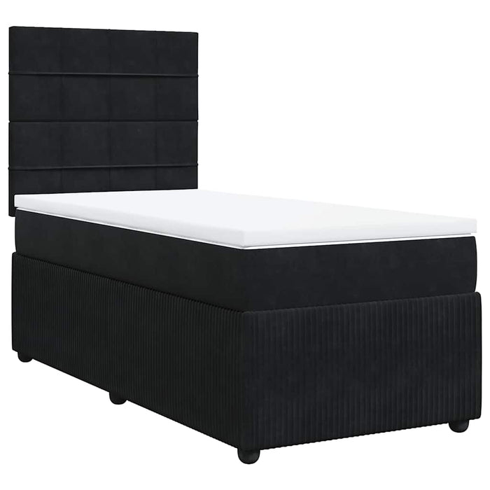 Pat box spring cu saltea, negru, 80x200 cm, catifea - WALTI WALTI