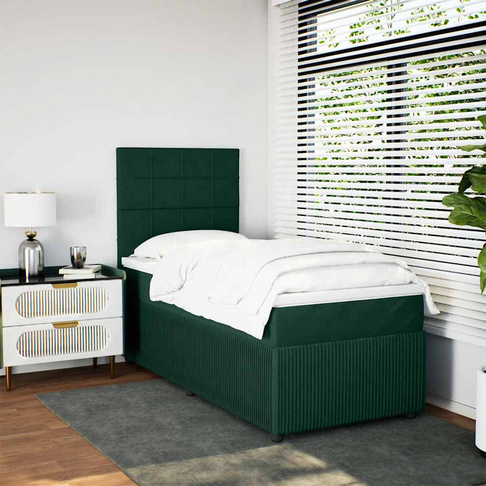 Pat continental cu saltea, verde închis, 80x200 cm, catifea - WALTI WALTI