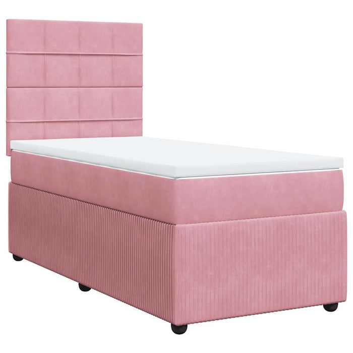 Pat box spring cu saltea, roz, 80x200 cm, catifea - WALTI WALTI