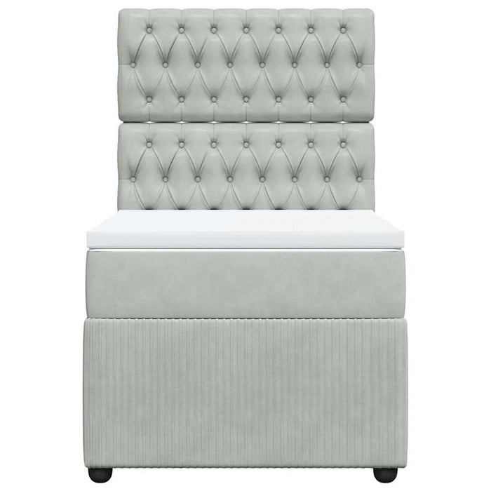 Pat continental cu saltea, gri deschis, 80x200 cm, catifea - WALTI WALTI
