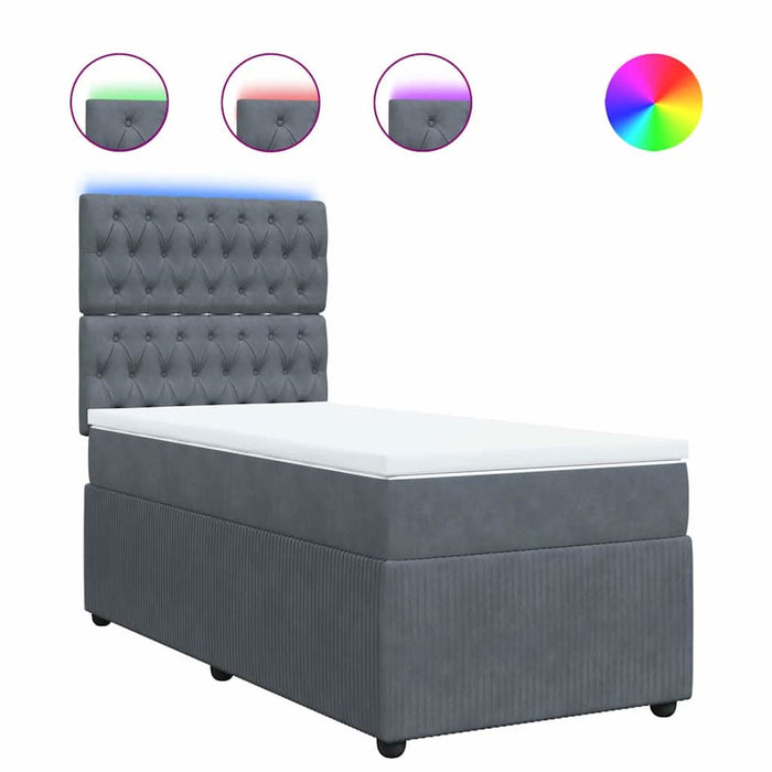 Pat box spring cu saltea, gri închis, 80x200 cm, catifea - WALTI WALTI