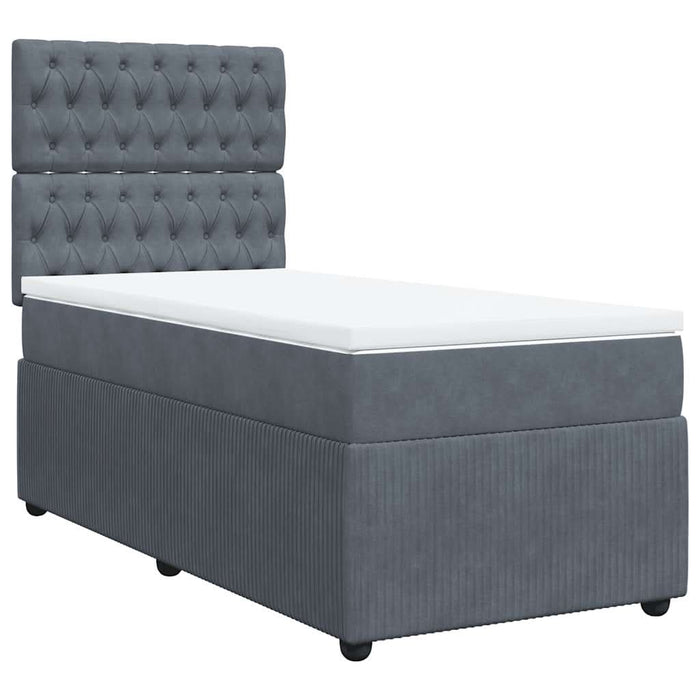 Pat box spring cu saltea, gri închis, 80x200 cm, catifea - WALTI WALTI