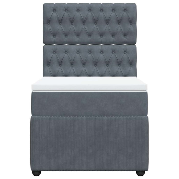 Pat box spring cu saltea, gri închis, 80x200 cm, catifea - WALTI WALTI