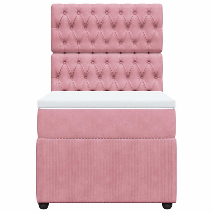 Pat box spring cu saltea, roz, 80x200 cm, catifea - WALTI WALTI