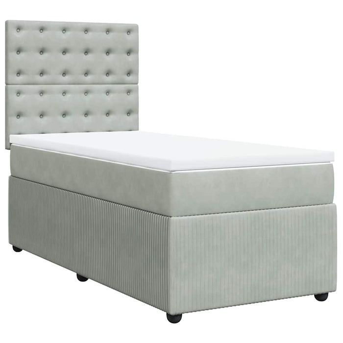 Pat continental cu saltea, gri deschis, 80x200 cm, catifea - WALTI WALTI