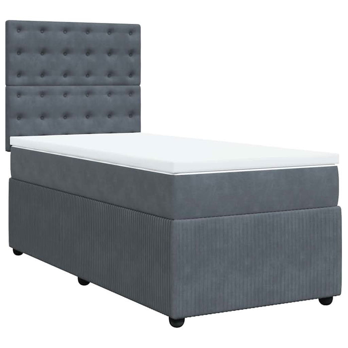 Pat box spring cu saltea, gri închis, 80x200 cm, catifea - WALTI WALTI