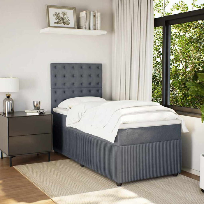 Pat box spring cu saltea, gri închis, 80x200 cm, catifea - WALTI WALTI