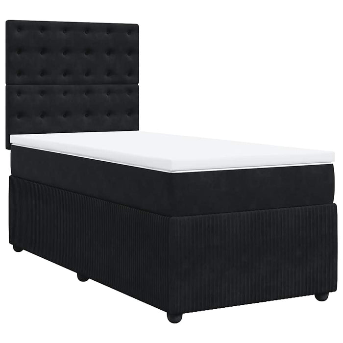 Pat box spring cu saltea, negru, 80x200 cm, catifea - WALTI WALTI