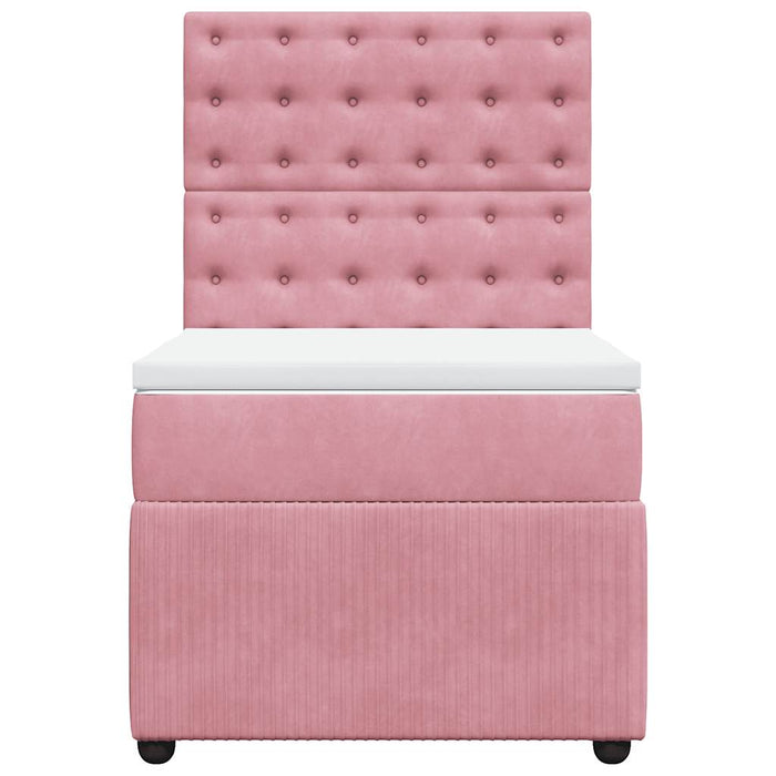Pat box spring cu saltea, roz, 80x200 cm, catifea - WALTI WALTI