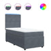 Pat box spring cu saltea, gri închis, 90x190 cm, catifea - WALTI WALTI