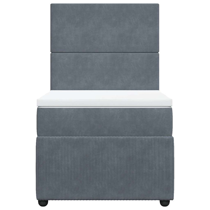 Pat box spring cu saltea, gri închis, 90x190 cm, catifea - WALTI WALTI
