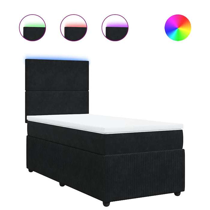 Pat box spring cu saltea, negru, 90x190 cm, catifea - WALTI WALTI