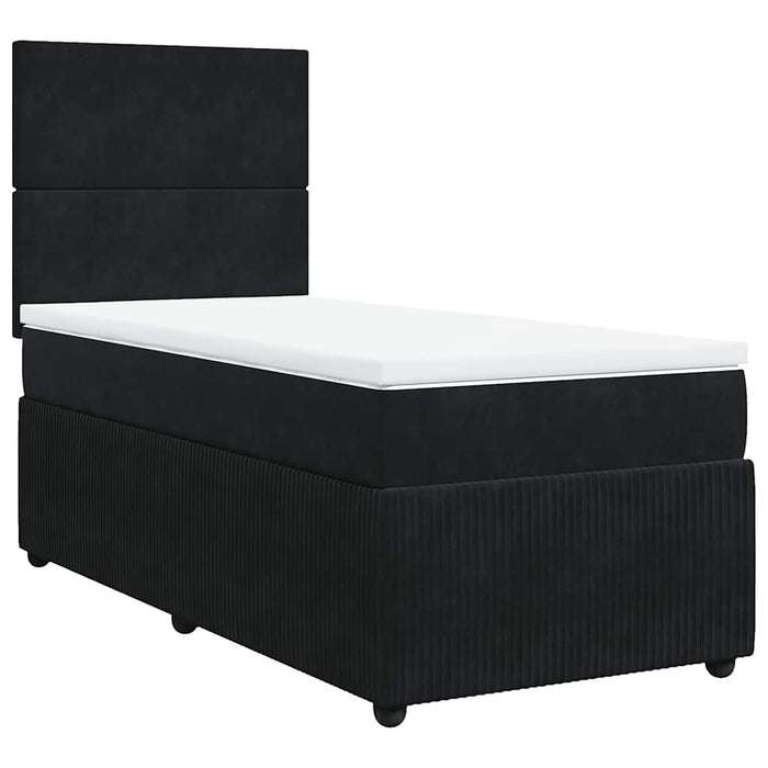 Pat box spring cu saltea, negru, 90x190 cm, catifea - WALTI WALTI