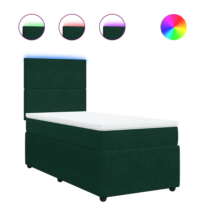 Pat box spring cu saltea, verde închis, 90x190 cm, catifea - WALTI WALTI
