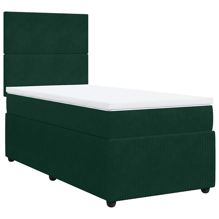 Pat box spring cu saltea, verde închis, 90x190 cm, catifea - WALTI WALTI