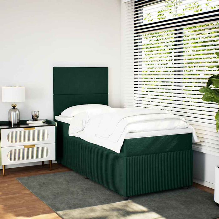 Pat box spring cu saltea, verde închis, 90x190 cm, catifea - WALTI WALTI