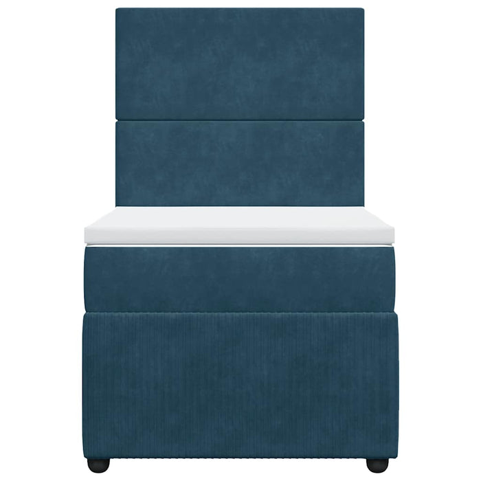 Pat box spring cu saltea, albastru, 90x190 cm, catifea - WALTI WALTI