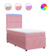 Pat box spring cu saltea, roz, 90x190 cm, catifea - WALTI WALTI
