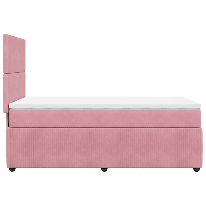 Pat box spring cu saltea, roz, 90x190 cm, catifea - WALTI WALTI