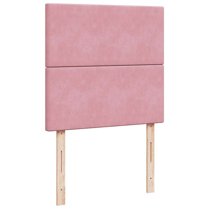Pat box spring cu saltea, roz, 90x190 cm, catifea - WALTI WALTI