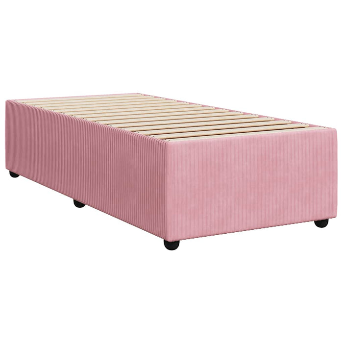 Pat box spring cu saltea, roz, 90x190 cm, catifea - WALTI WALTI