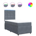 Pat box spring cu saltea, gri închis, 90x190 cm, catifea - WALTI WALTI