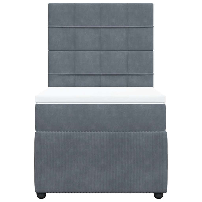 Pat box spring cu saltea, gri închis, 90x190 cm, catifea - WALTI WALTI