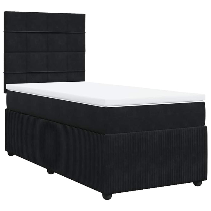 Pat box spring cu saltea, negru, 90x190 cm, catifea - WALTI WALTI