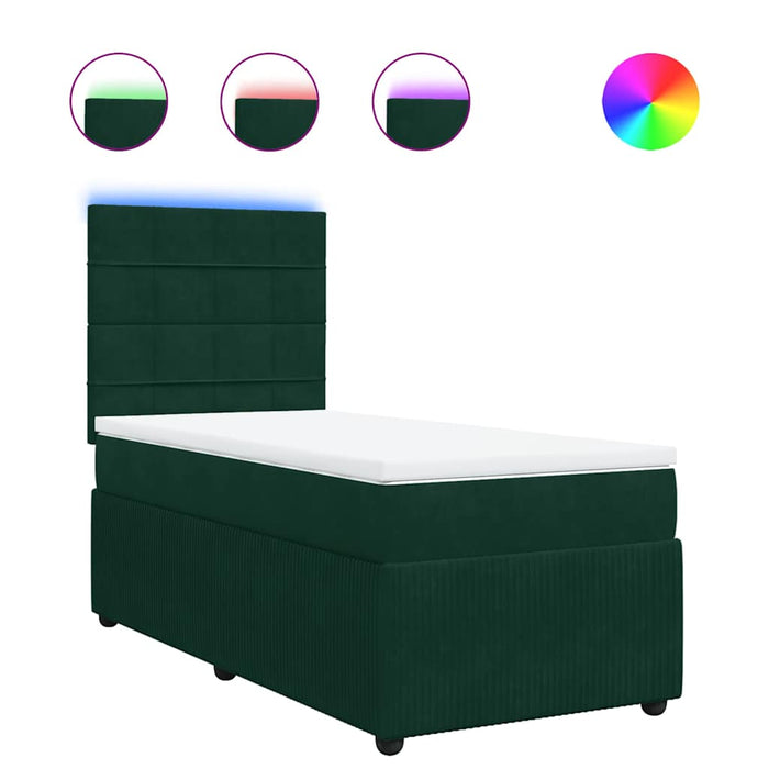 Pat box spring cu saltea, verde închis, 90x190 cm, catifea - WALTI WALTI