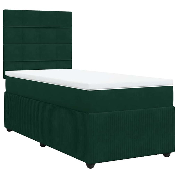 Pat box spring cu saltea, verde închis, 90x190 cm, catifea - WALTI WALTI