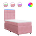 Pat box spring cu saltea, roz, 90x190 cm, catifea - WALTI WALTI