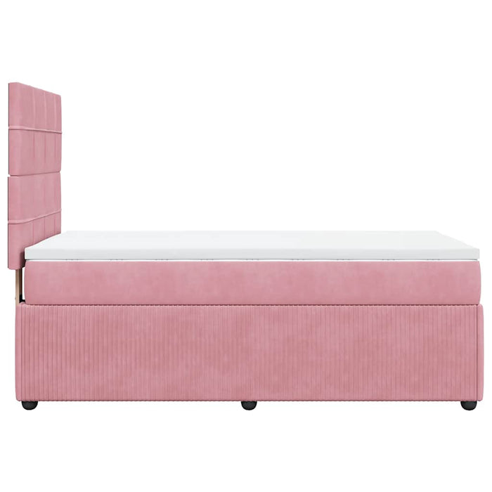 Pat box spring cu saltea, roz, 90x190 cm, catifea - WALTI WALTI