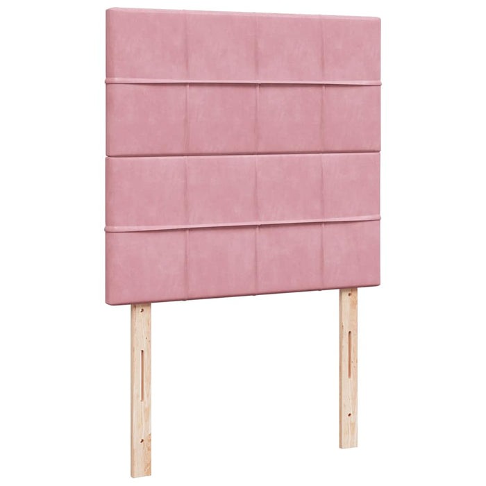 Pat box spring cu saltea, roz, 90x190 cm, catifea - WALTI WALTI