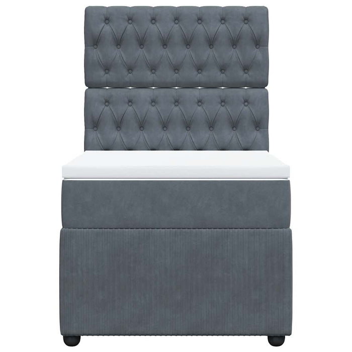 Pat box spring cu saltea, gri închis, 90x190 cm, catifea - WALTI WALTI