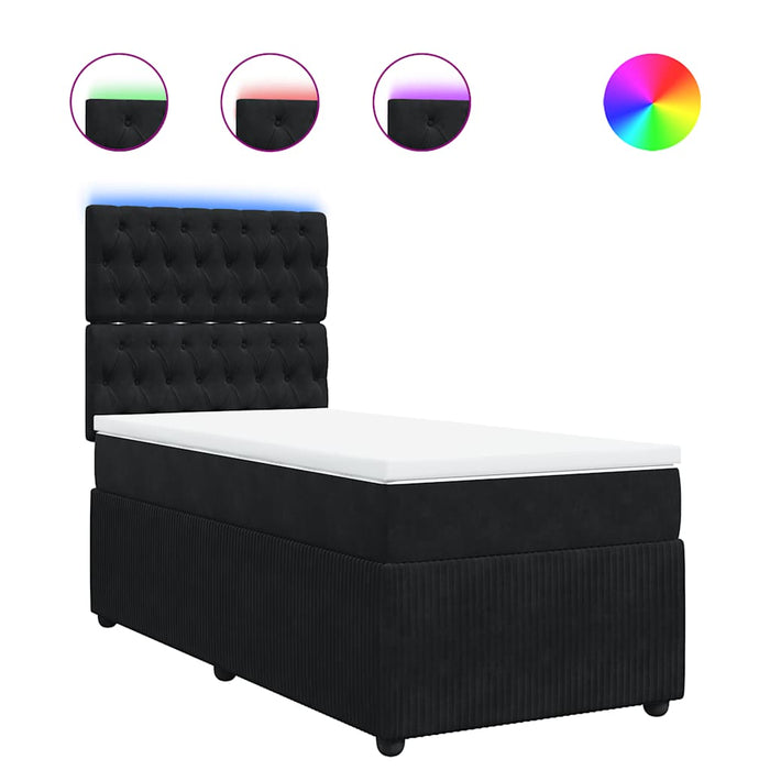 Pat box spring cu saltea, negru, 90x190 cm, catifea - WALTI WALTI