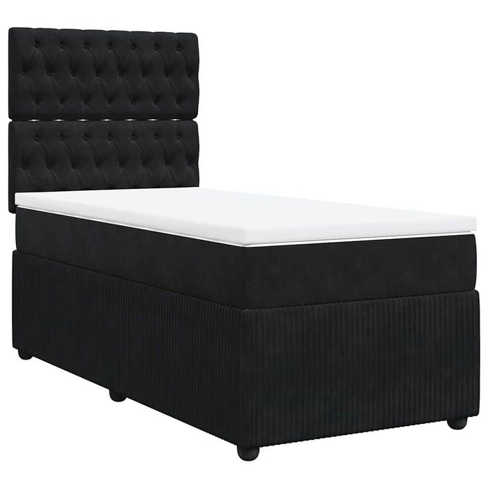 Pat box spring cu saltea, negru, 90x190 cm, catifea - WALTI WALTI
