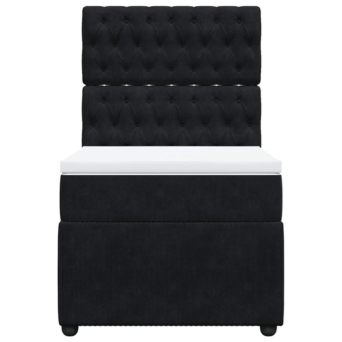 Pat box spring cu saltea, negru, 90x190 cm, catifea - WALTI WALTI
