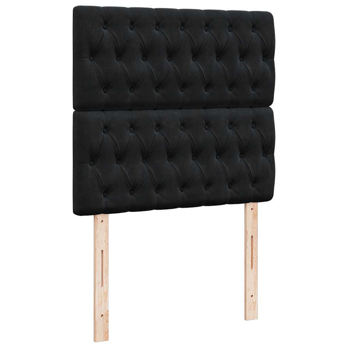 Pat box spring cu saltea, negru, 90x190 cm, catifea - WALTI WALTI