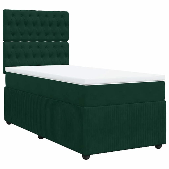 Pat box spring cu saltea, verde închis, 90x190 cm, catifea - WALTI WALTI