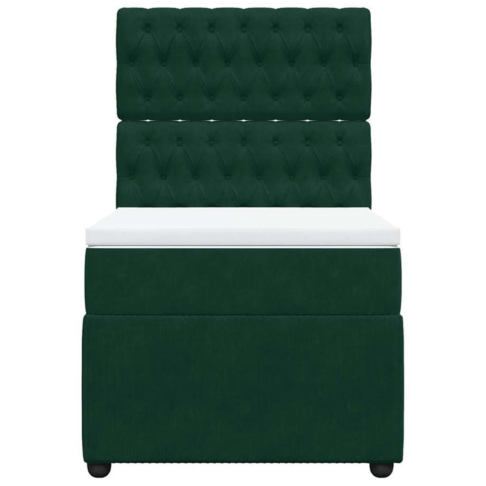 Pat box spring cu saltea, verde închis, 90x190 cm, catifea - WALTI WALTI