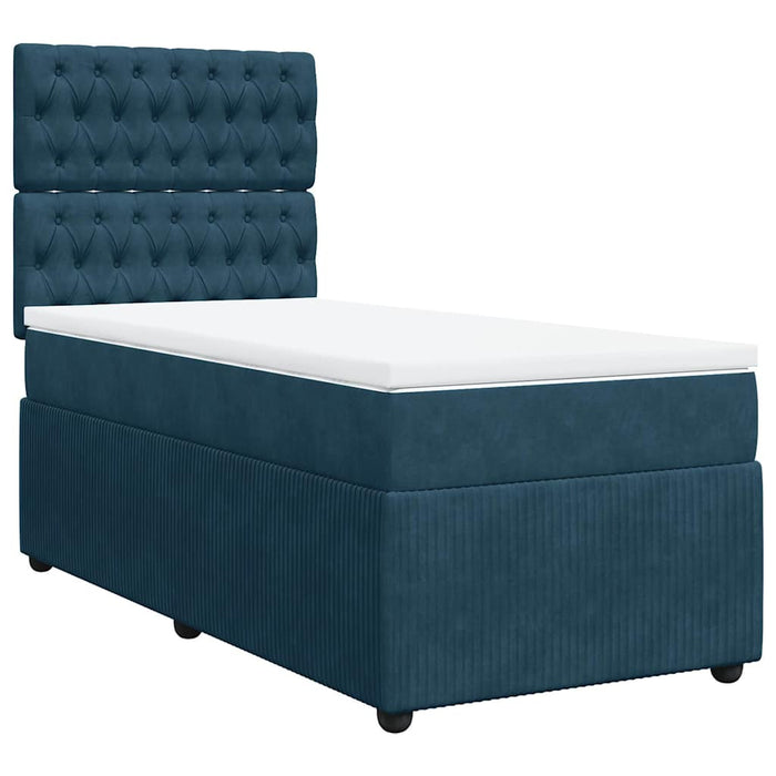 Pat box spring cu saltea, albastru, 90x190 cm, catifea - WALTI WALTI