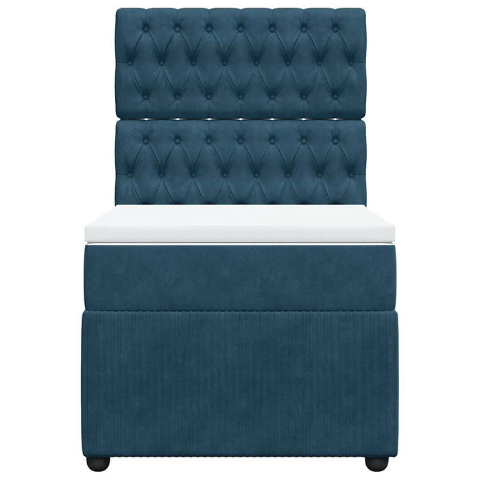 Pat box spring cu saltea, albastru, 90x190 cm, catifea - WALTI WALTI