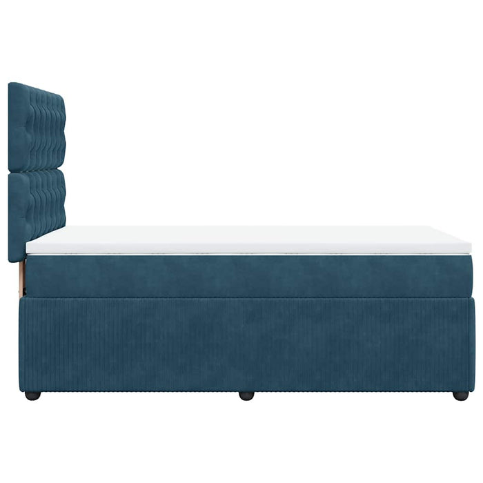 Pat box spring cu saltea, albastru, 90x190 cm, catifea - WALTI WALTI