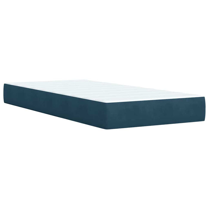 Pat box spring cu saltea, albastru, 90x190 cm, catifea - WALTI WALTI