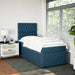 Pat box spring cu saltea, albastru, 90x190 cm, catifea - WALTI WALTI