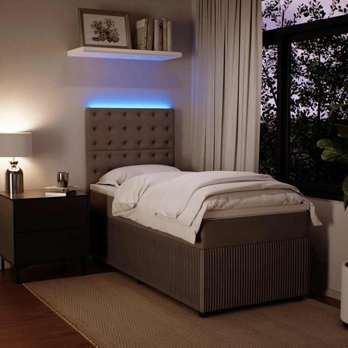 Pat box spring cu saltea, gri deschis, 90x190 cm, catifea - WALTI WALTI