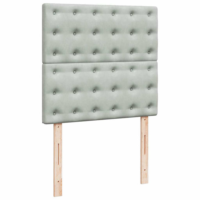 Pat box spring cu saltea, gri deschis, 90x190 cm, catifea - WALTI WALTI