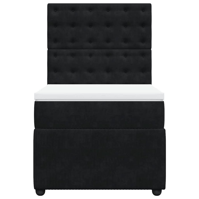 Pat box spring cu saltea, negru, 90x190 cm, catifea - WALTI WALTI