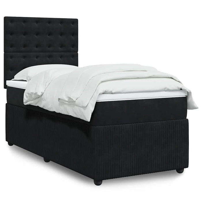 Pat box spring cu saltea, negru, 90x190 cm, catifea - WALTI WALTI
