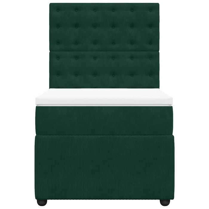 Pat box spring cu saltea, verde închis, 90x190 cm, catifea - WALTI WALTI